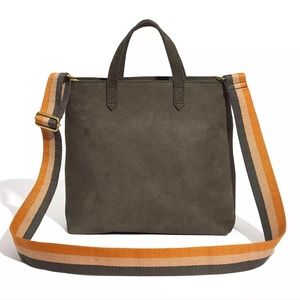 The Zip-Top Transport Crossbody in Nubuck Leather: Striped Strap Edition